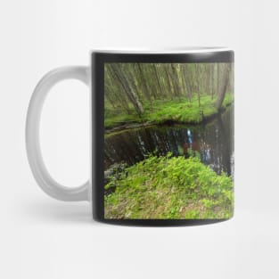 Still water river in forest at summer day Mug